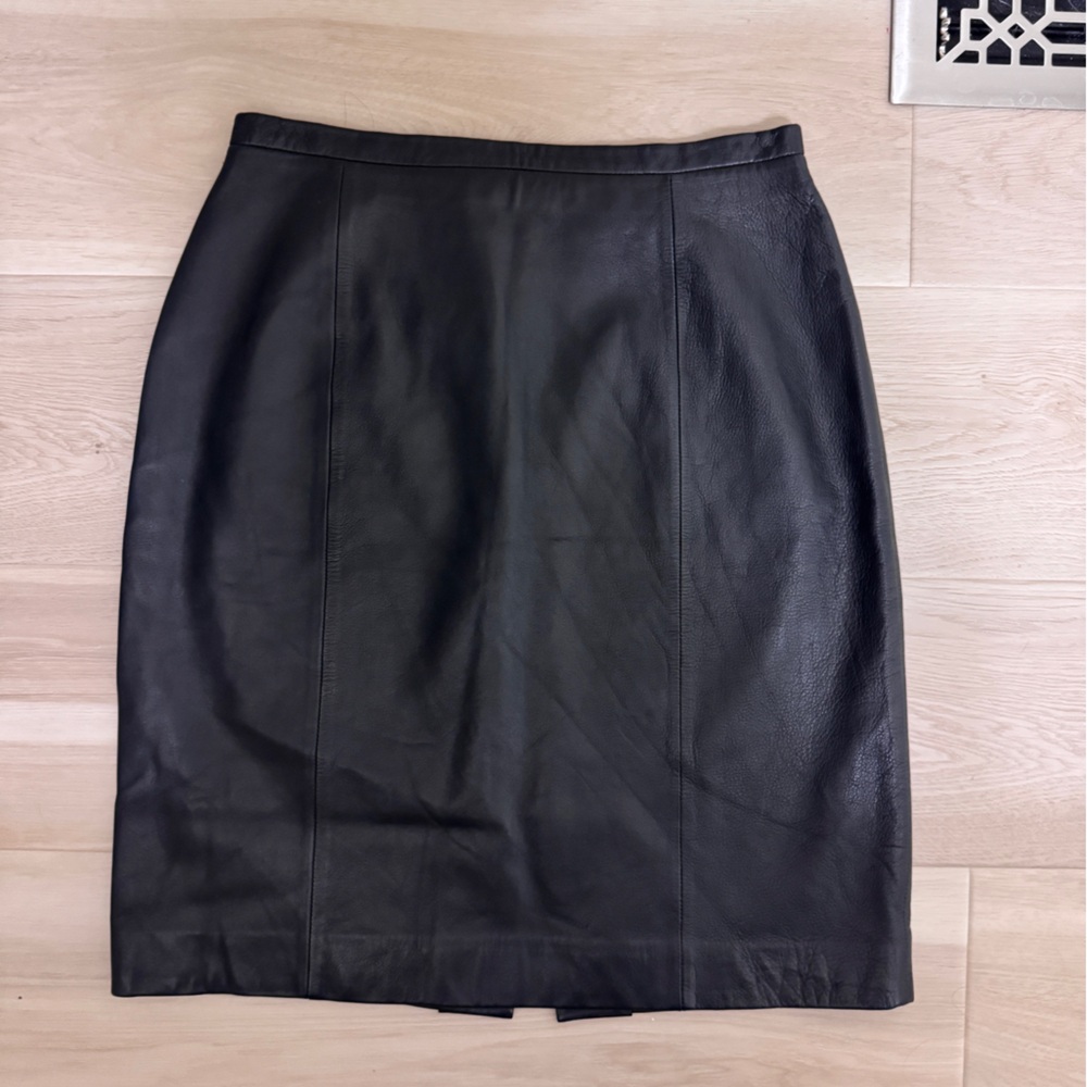 VTG Ralph Lauren Genuine Leather Skirt Black Size 6
